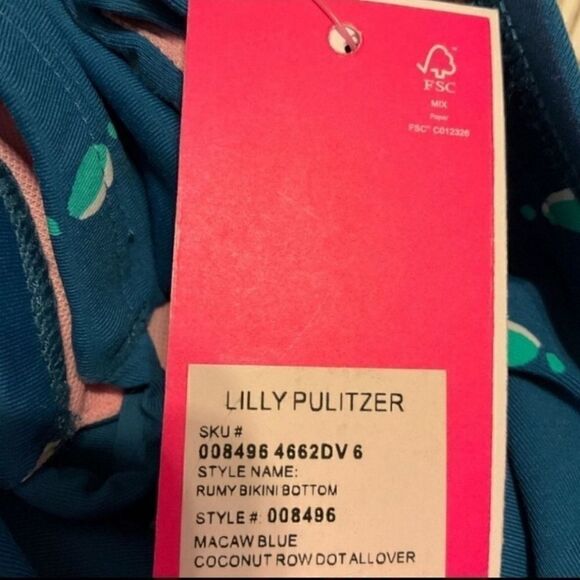 Lilly Pulitzer Blue bikini bottom Coconut Row Dot size 6 NWT - Picture 5 of 6